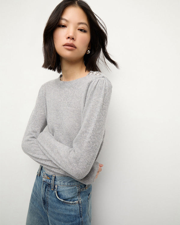 Nelia Cashmere Pullover | Button Accent