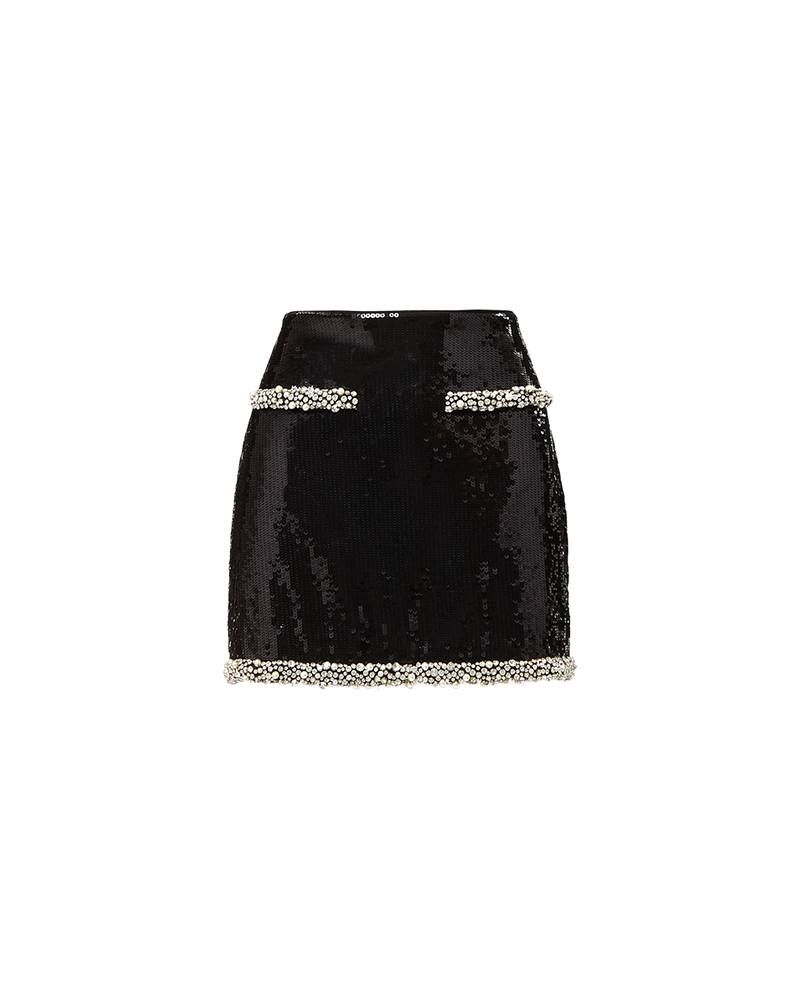 Perry Pearl-Trim Sequin Skirt