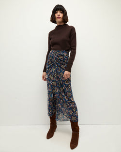 Sira Ruched Silk Skirt