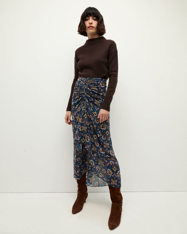 Sira Ruched Silk Skirt