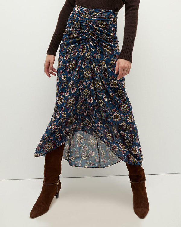 Sira Ruched Silk Skirt