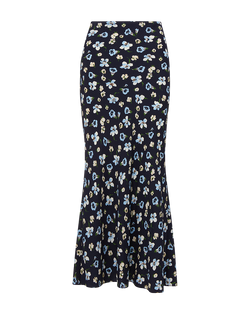 Clover Stretch-Silk Floral Skirt