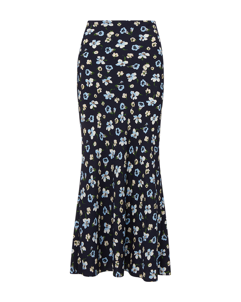 Clover Stretch-Silk Floral Skirt
