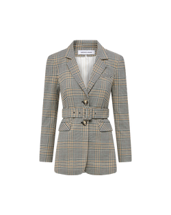 Ryanne Belted Plaid Dickey Jacket