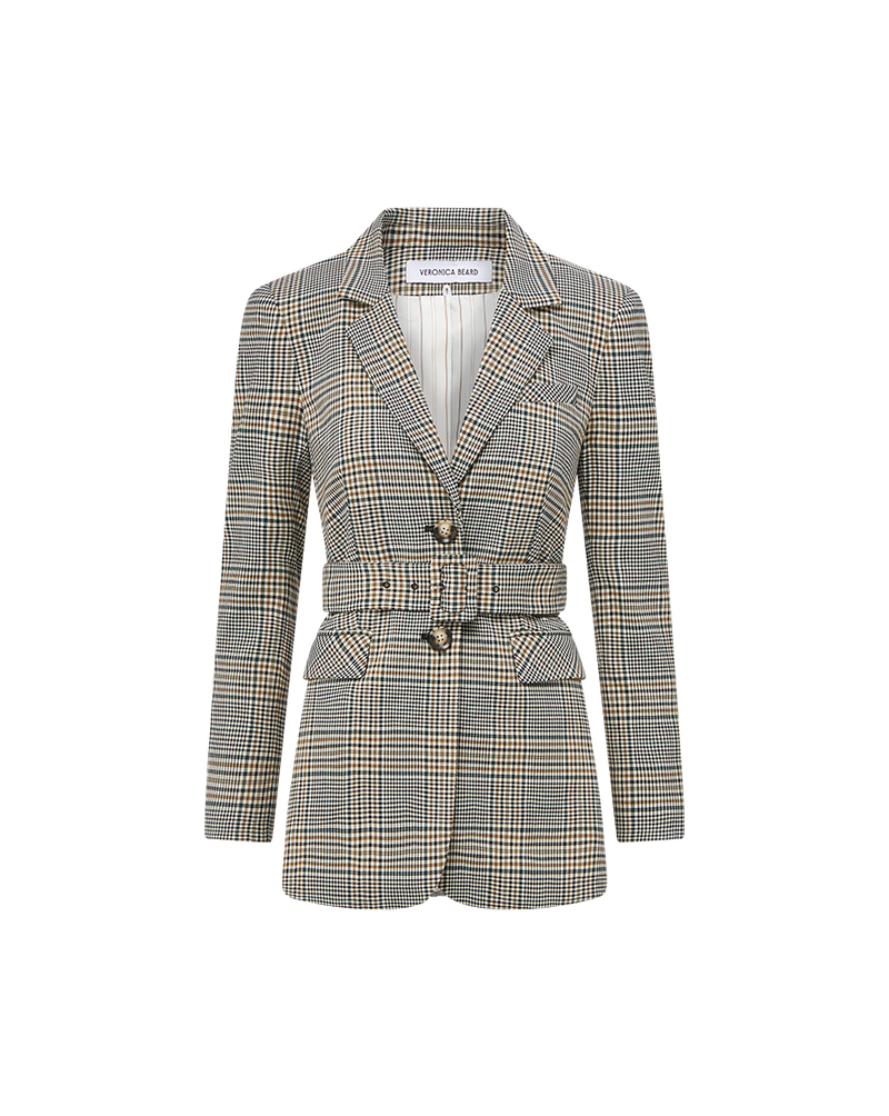 Ryanne Belted Plaid Dickey Jacket
