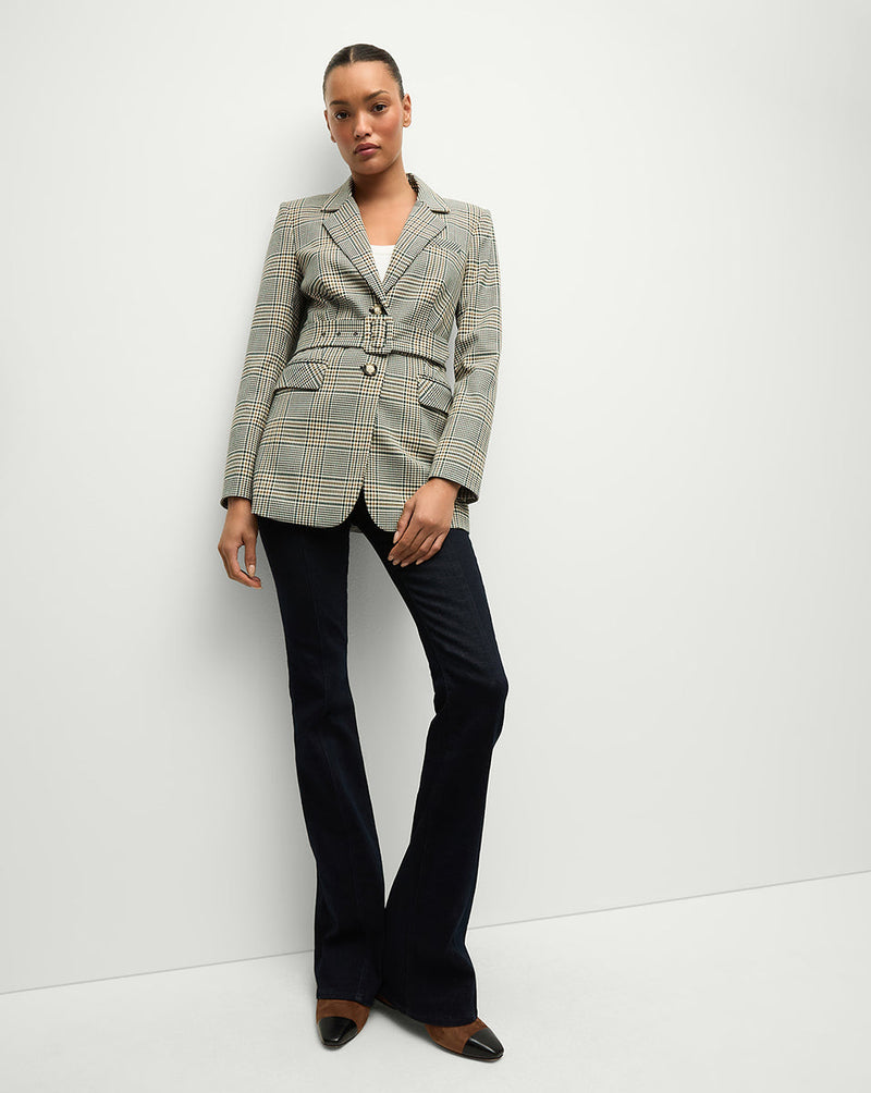 Ryanne Belted Plaid Dickey Jacket