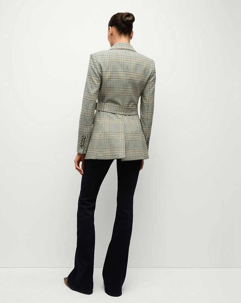 Ryanne Belted Plaid Dickey Jacket