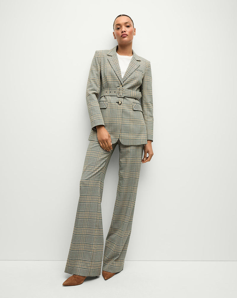 Ryanne Belted Plaid Dickey Jacket