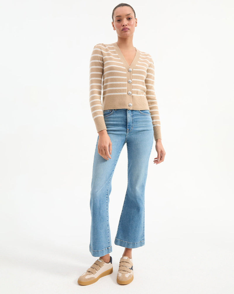 Solene Striped Cashmere Cardigan