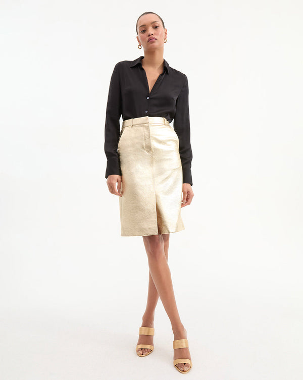 Maxine Leather Midi Skirt