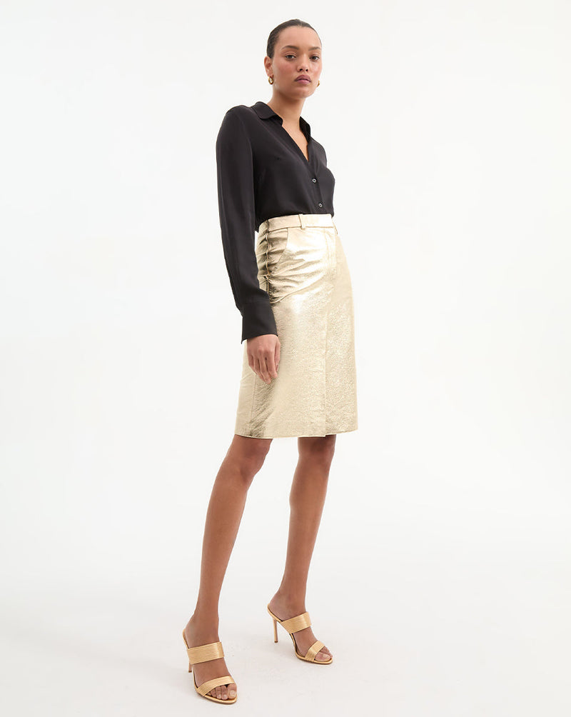 Maxine Leather Midi Skirt
