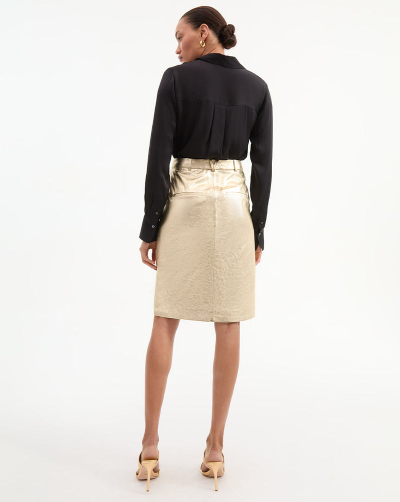 Maxine Leather Midi Skirt