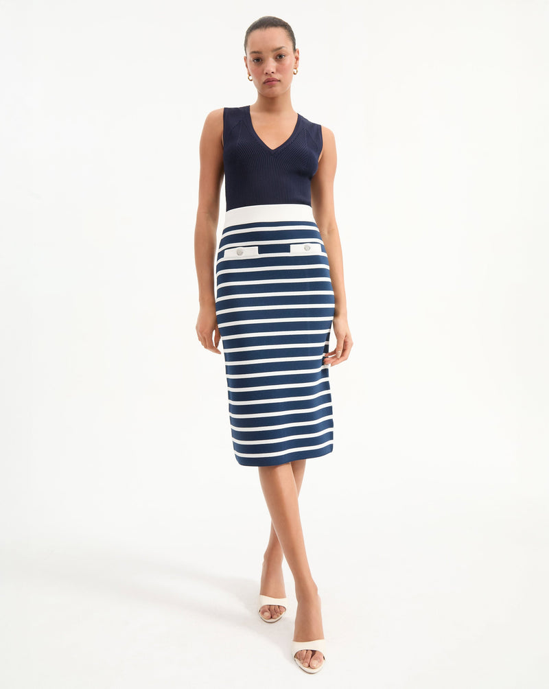 Corbin Striped Midi Skirt