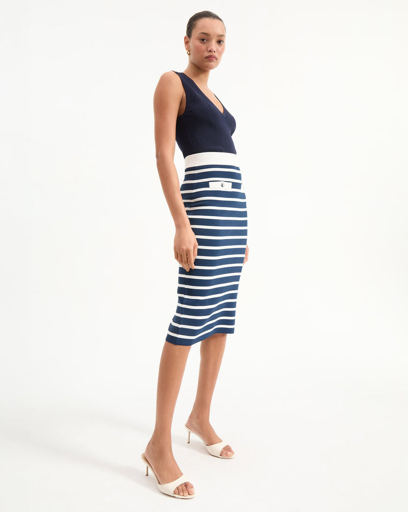 Corbin Striped Midi Skirt