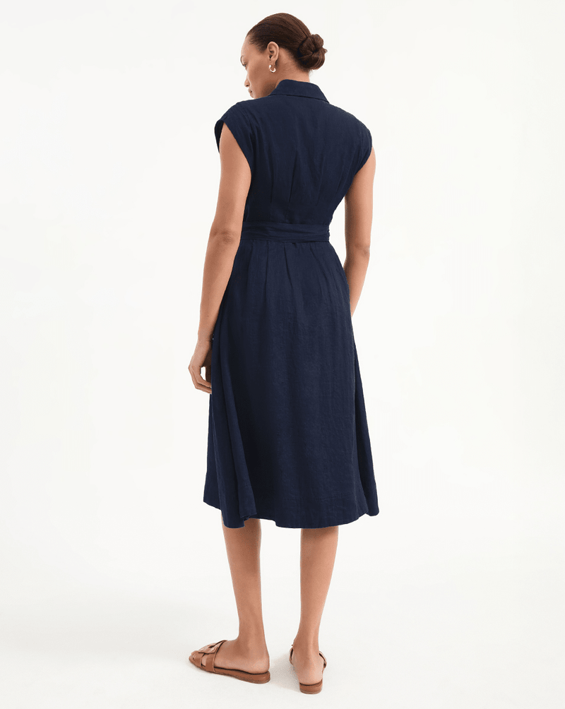 Loreta Belted Linen Dress