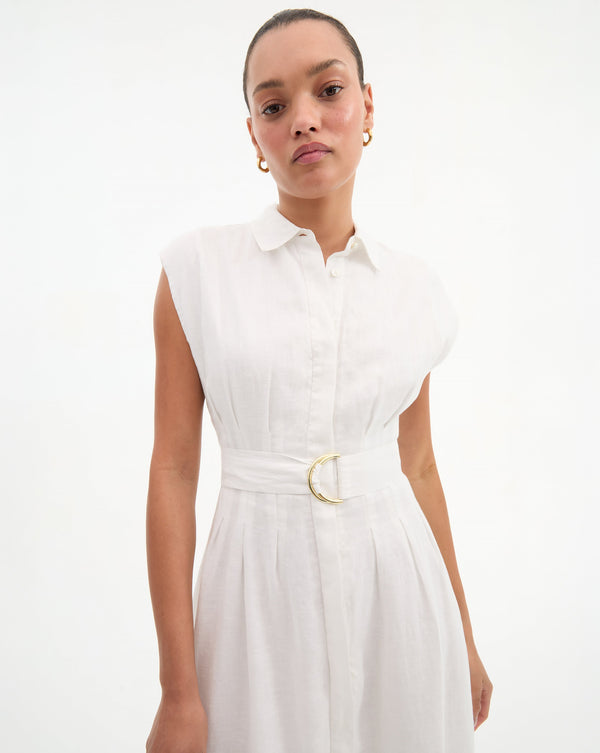 Loreta Belted Linen Dress