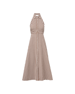 Mackey Gingham Seersucker Halter Dress