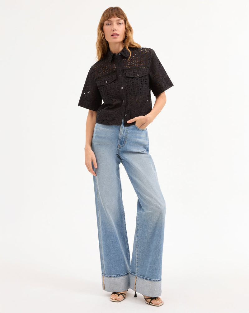Spruce Eyelet Short-Sleeve Button-Down