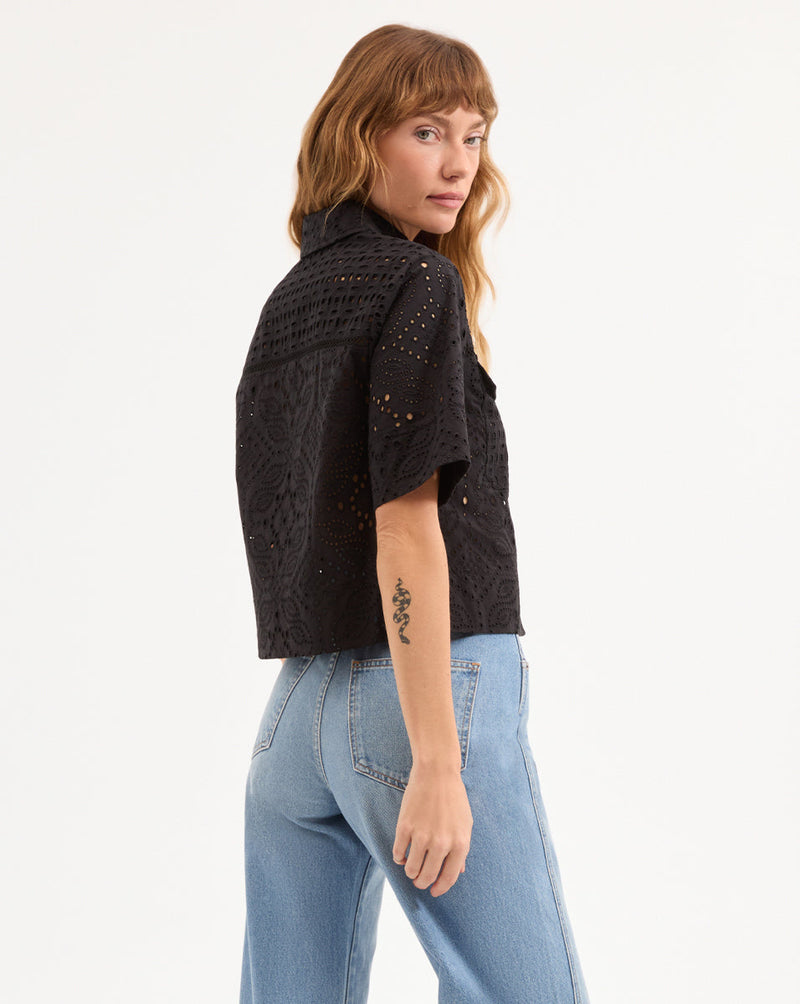 Spruce Eyelet Short-Sleeve Button-Down