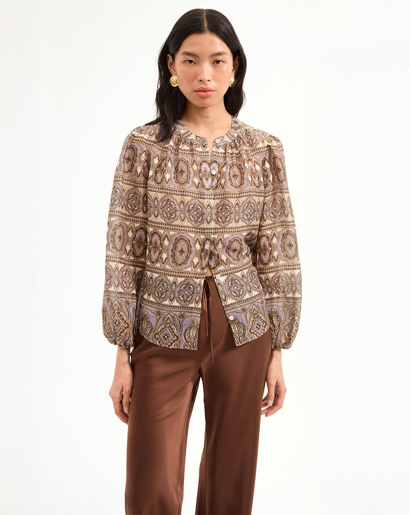 Ashlynn Silk-Linen Blouse