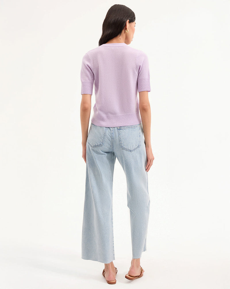 Solene Short-Sleeve Cashmere Cardigan