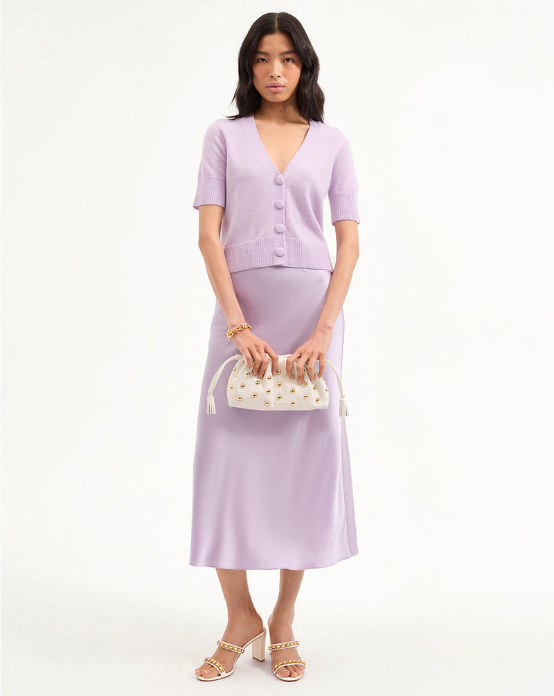 Solene Short-Sleeve Cashmere Cardigan
