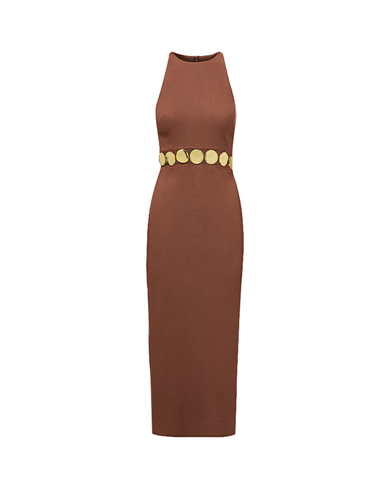 Isla Gold Medallion Midi Dress