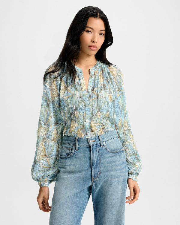 Fennel Pleated Button-Down