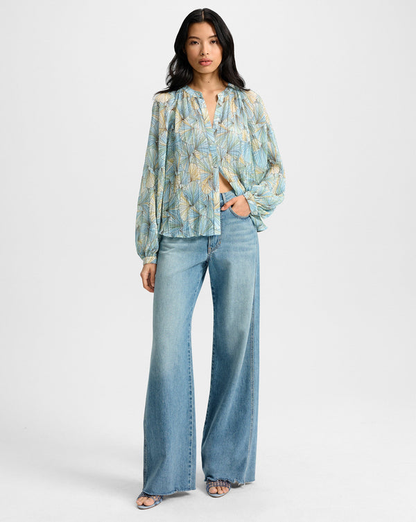 Fennel Pleated Button-Down
