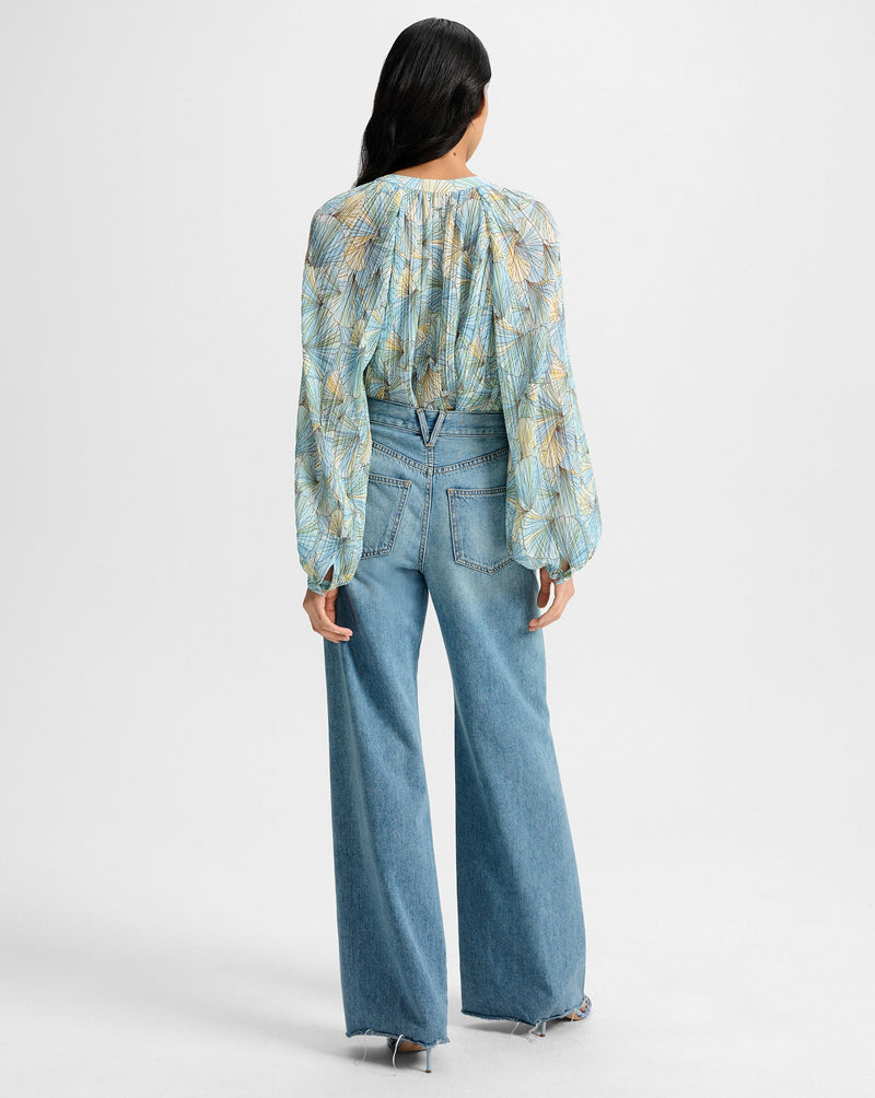 Fennel Pleated Button-Down