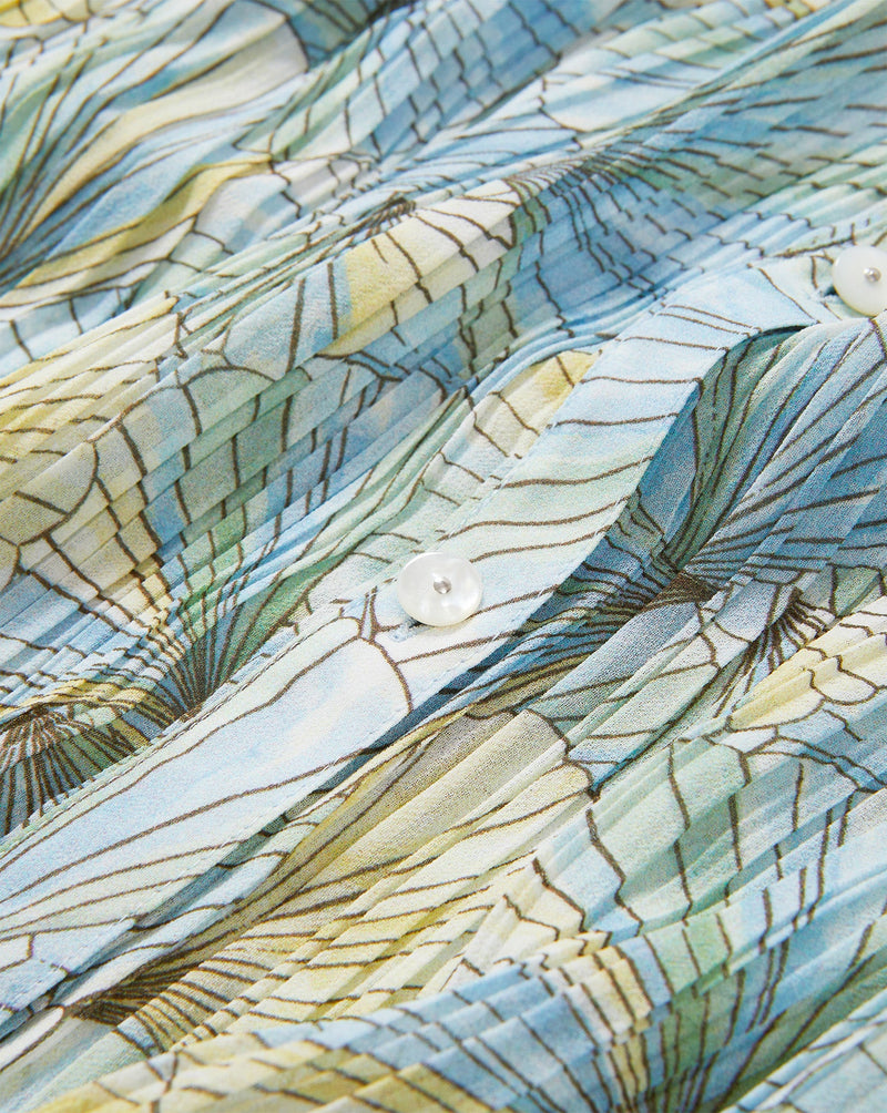 Fennel Pleated Button-Down