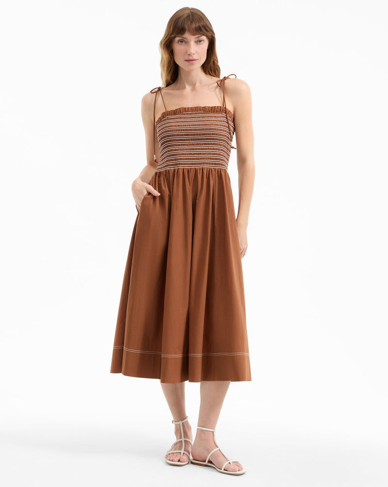 Kaela Smocked Midi Dress