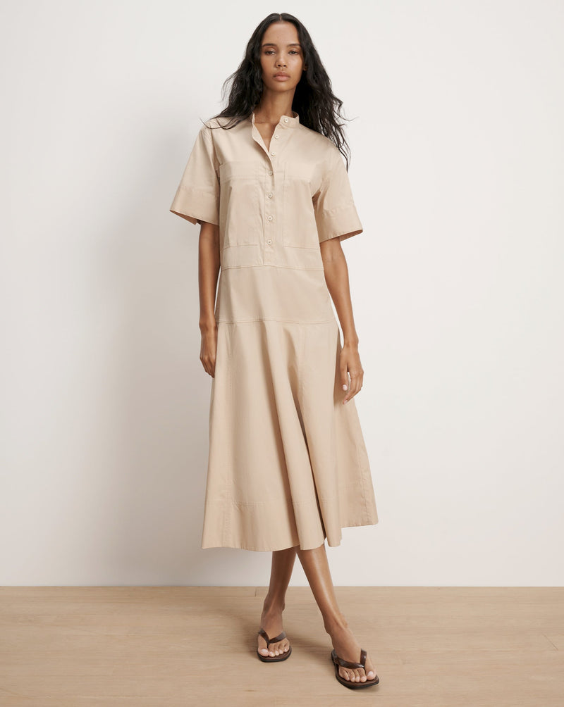 Cam Drop-Waist Midi Shirtdress