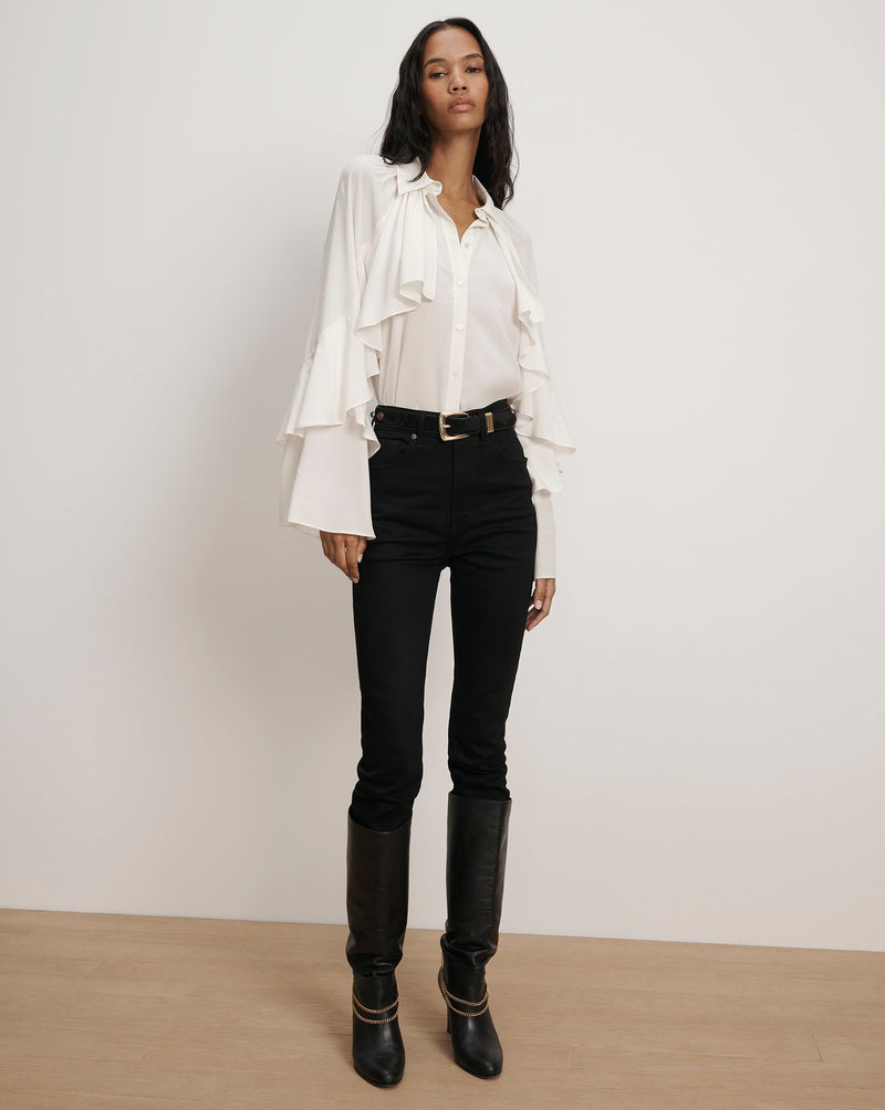 Demaris Ruffled Button-Down Blouse