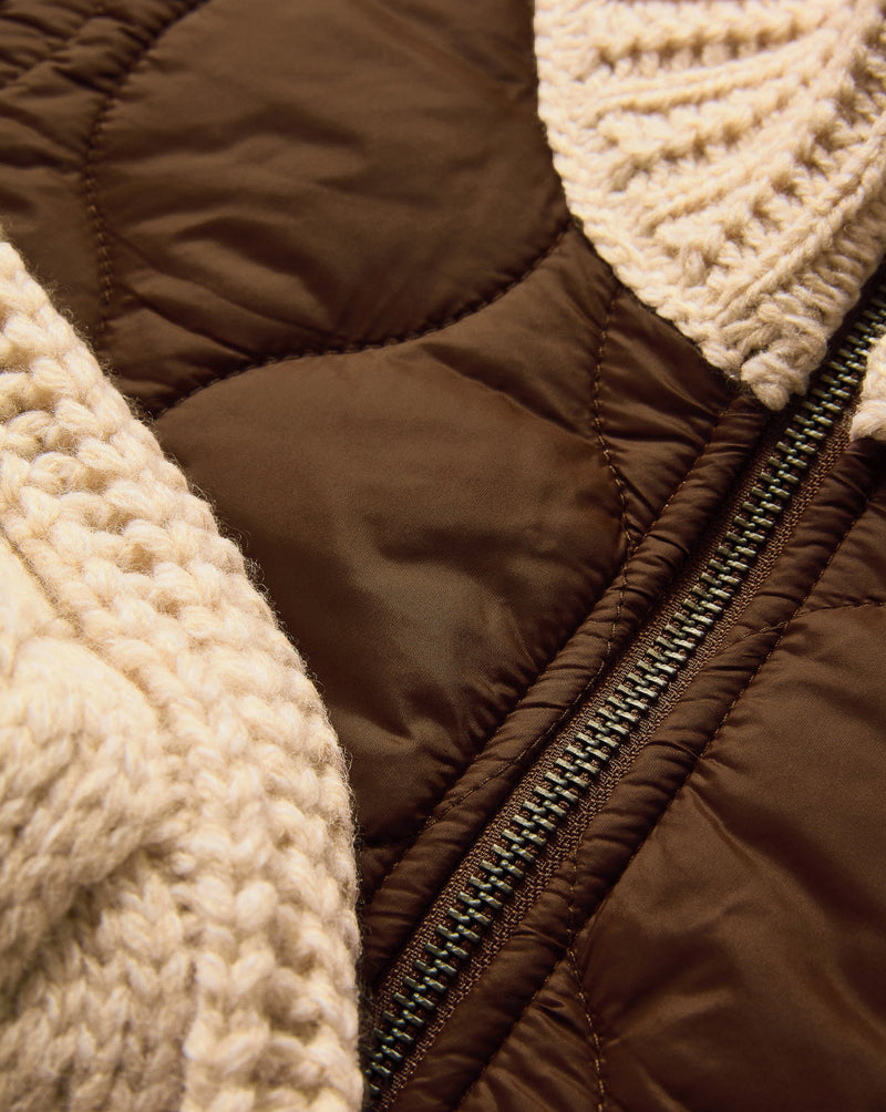 Patra Knit-Sleeve Quilted Jacket