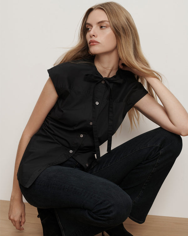 Joon Tie-Neck Button-Down Blouse