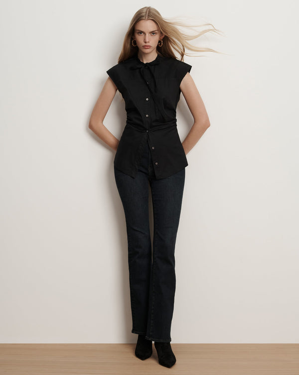 Joon Tie-Neck Button-Down Blouse