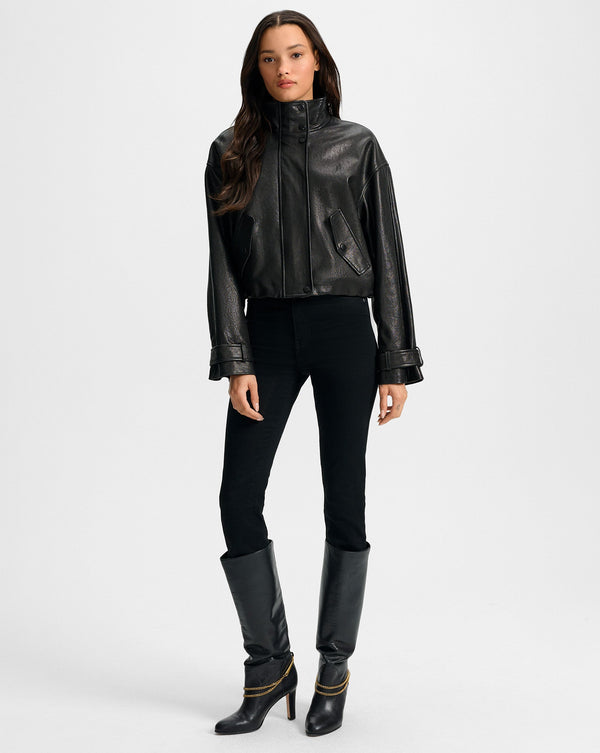 Bateman Cropped Leather Jacket