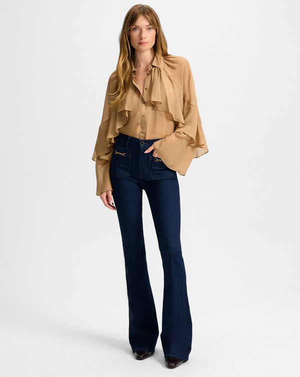 Demaris Ruffled Button-Down Blouse