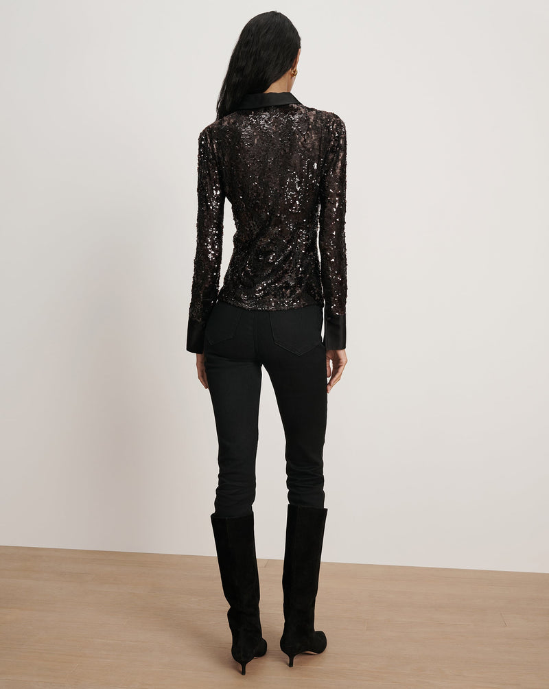 Matty Sequin Button-Down Shirt