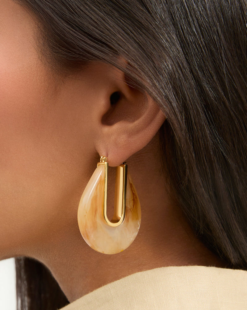 Resin Drop Hoop Earrings