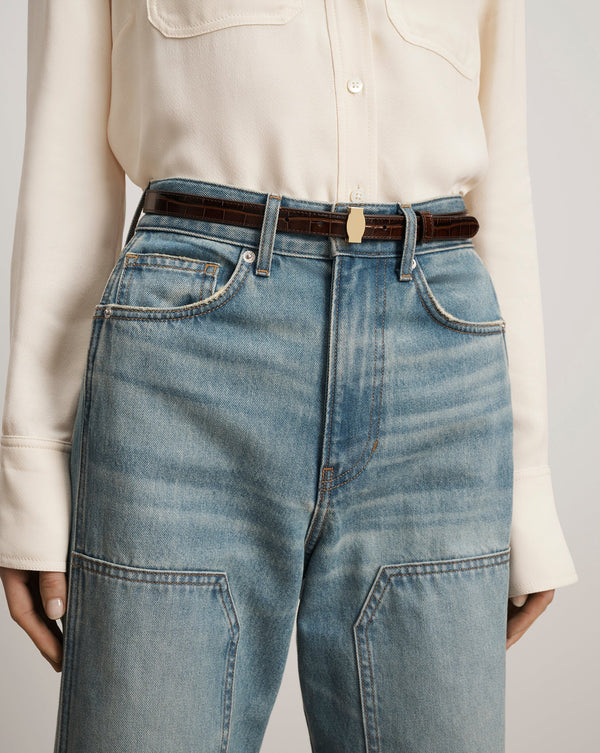 Dash Croc-Embossed Belt