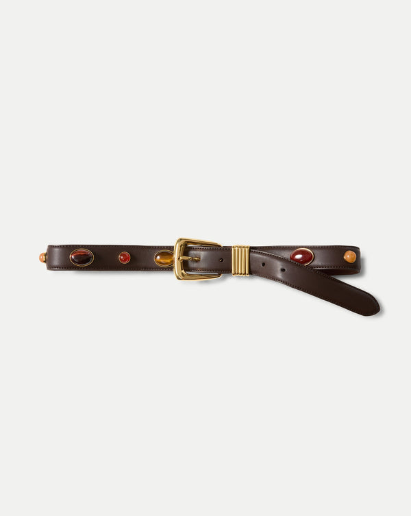 Arch Embellished Leather Belt