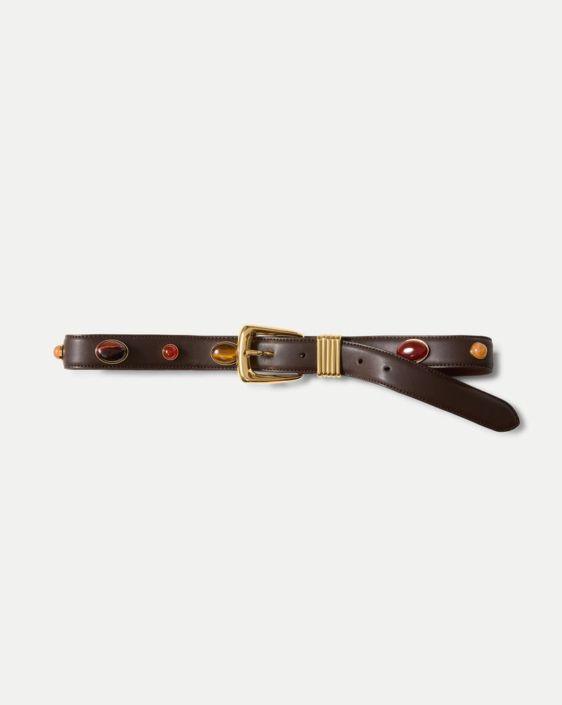 Arch Embellished Leather Belt
