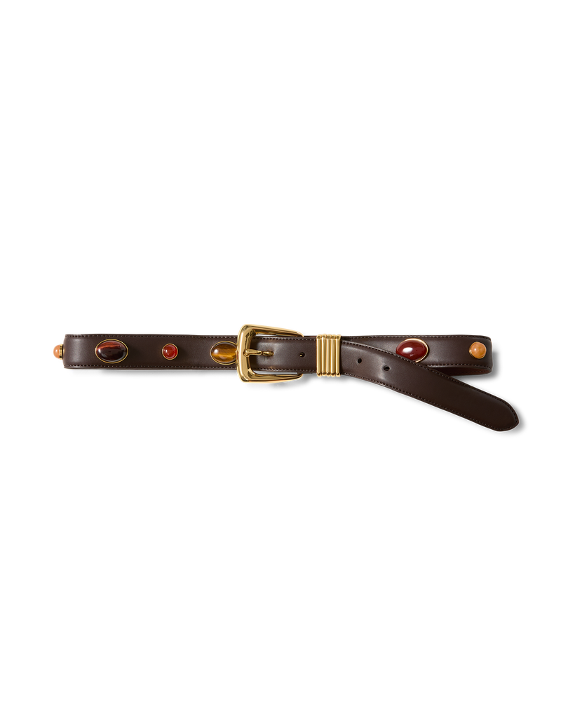 Arch Embellished Leather Belt
