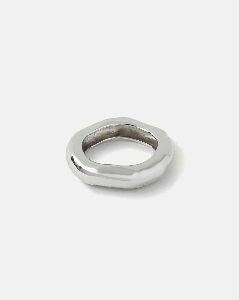 Large Molten Silver Bangle Bracelet