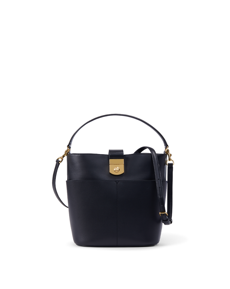 Small Crest Lock Bucket Bag