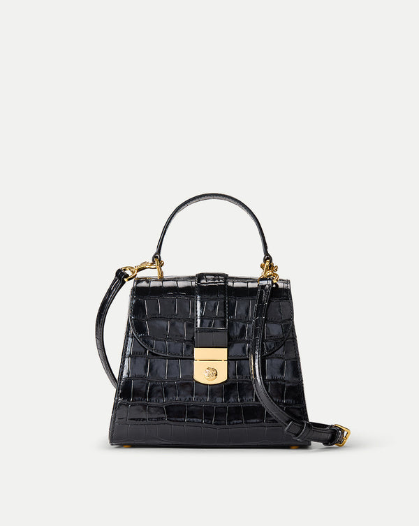 Croc-Embossed Crest Lock Bag