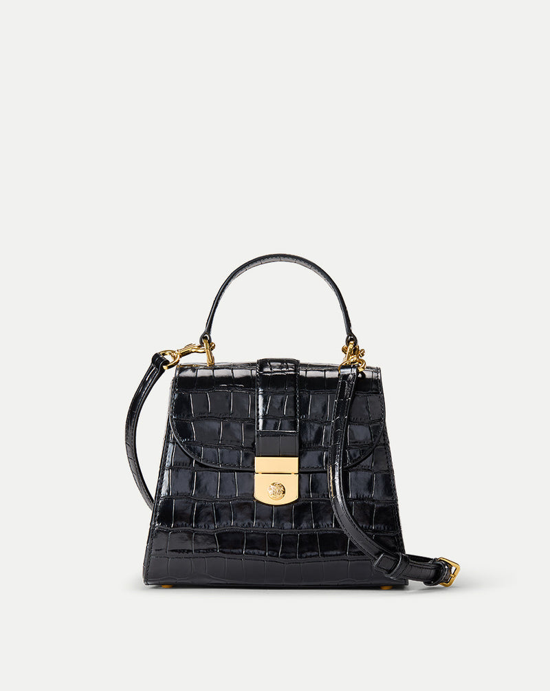 Croc-Embossed Crest Lock Bag