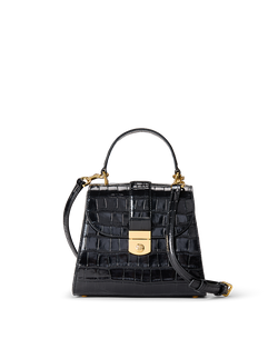 Croc-Embossed Crest Lock Bag